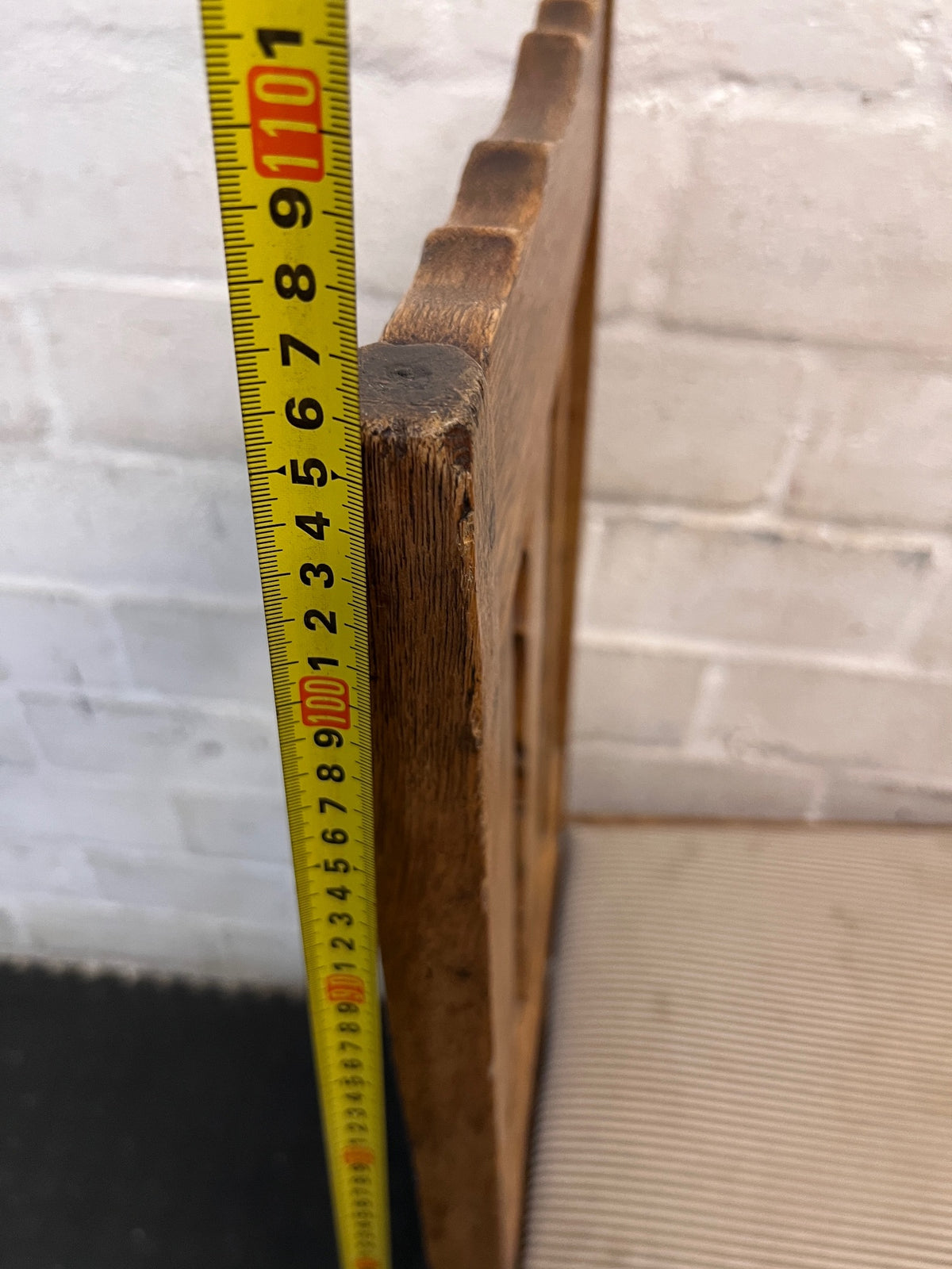 Oak Dining Chair with Barley Twist Legs and Striped Seat – height measurement