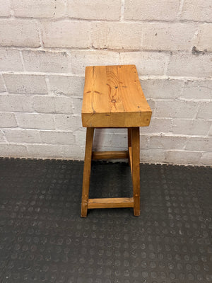 Contoured Wooden Bar Stool in Oak Finish – top view