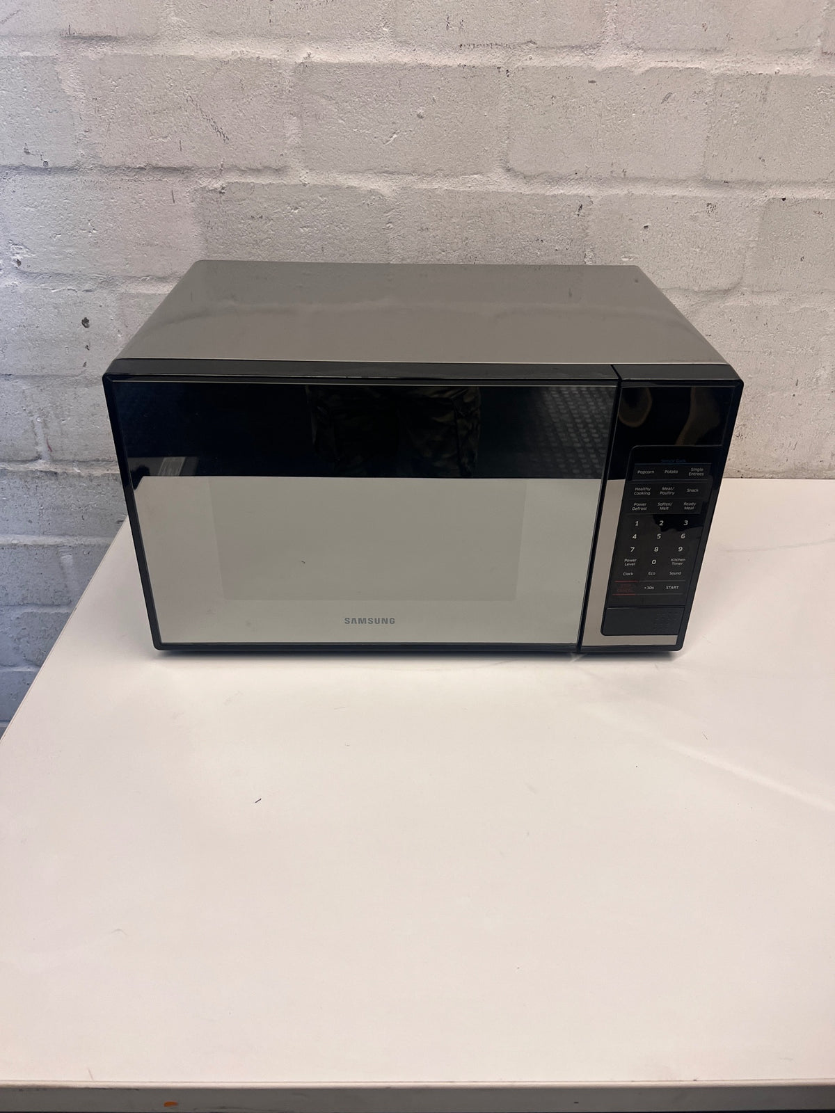 Samsung Mirrored Black Microwave – main front view