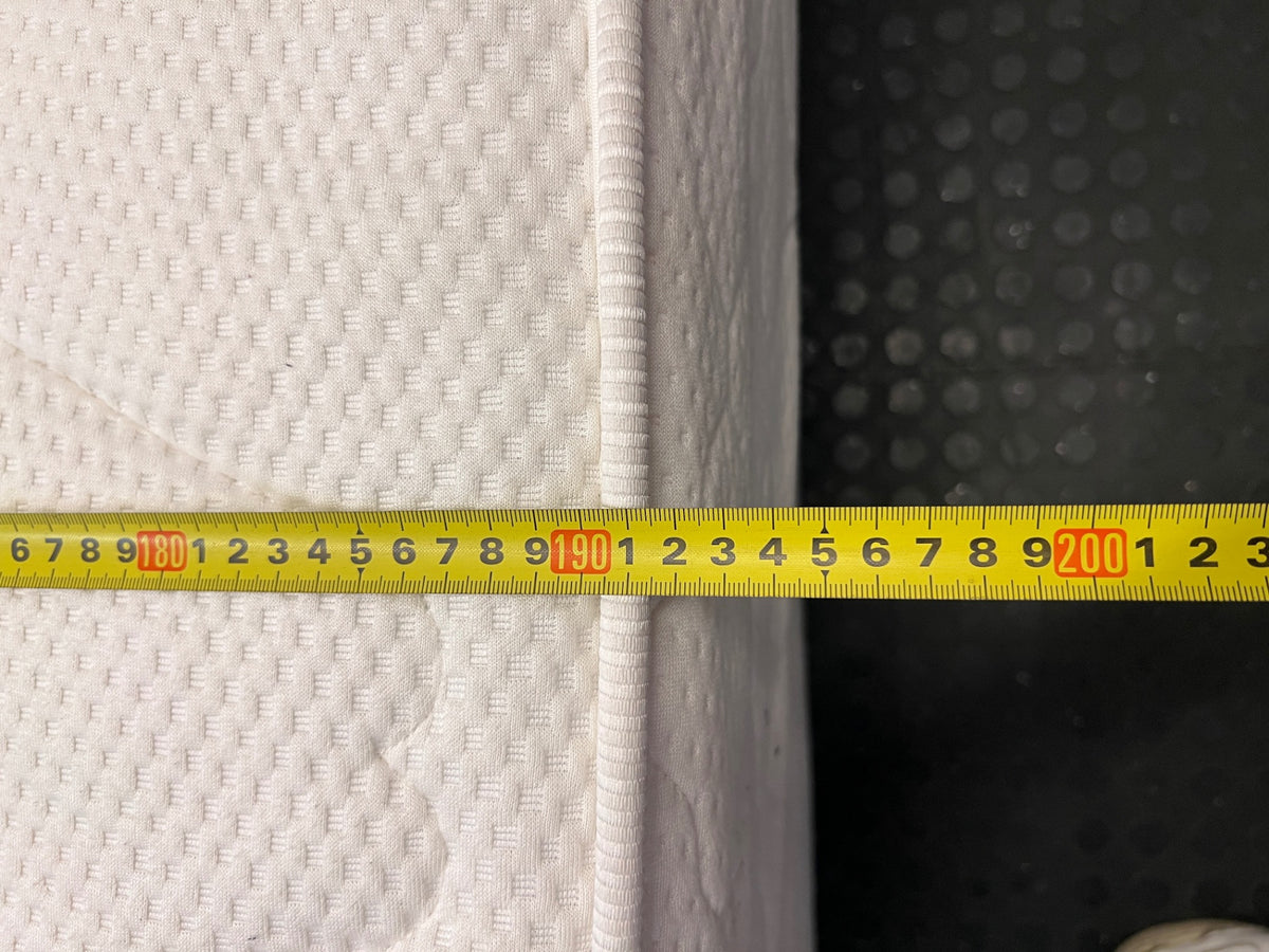 Queen Size Bed King Direct Energia Base Set — Significant Surface Staining and Fabric Damage – depth measurement