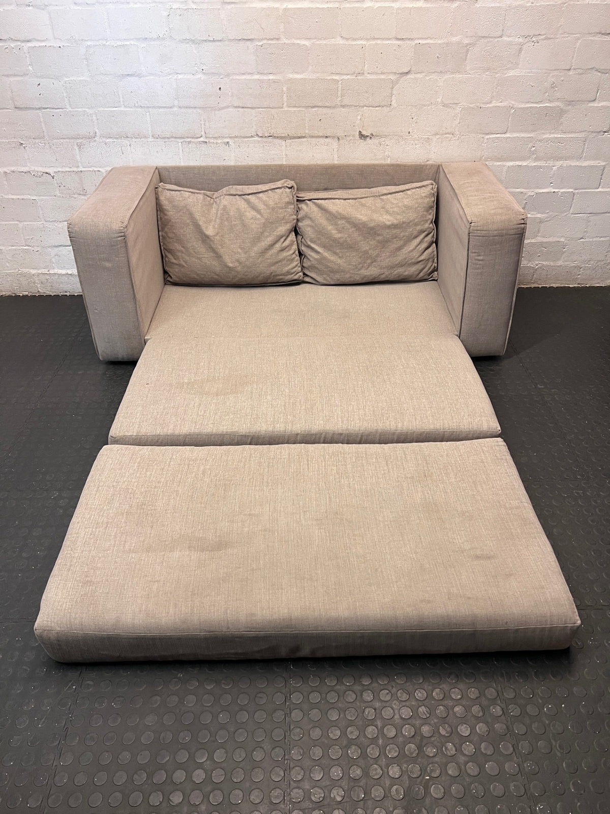 Modern Grey Fabric Sleeper Couch – side view
