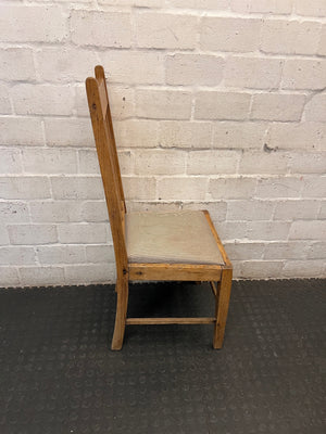 High Back Wooden Dining Chair with Pinstripe Seat – back view