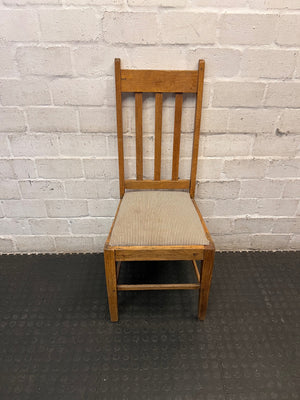 High Back Wooden Dining Chair with Pinstripe Seat – main front view