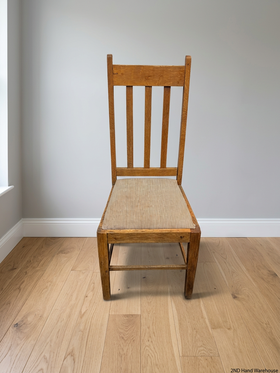 High Back Wooden Dining Chair with Pinstripe Seat – styled product image