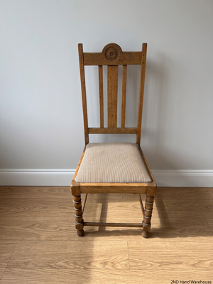 Classic Wooden Dining Chair with Striped Seat – styled product image