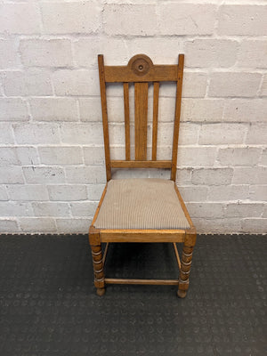 Classic Wooden Dining Chair with Striped Seat – top view