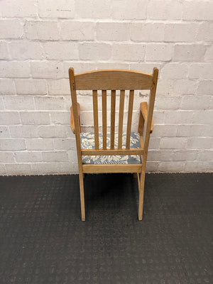 Vintage Wooden Armchair with Patterned Seat – condition detail