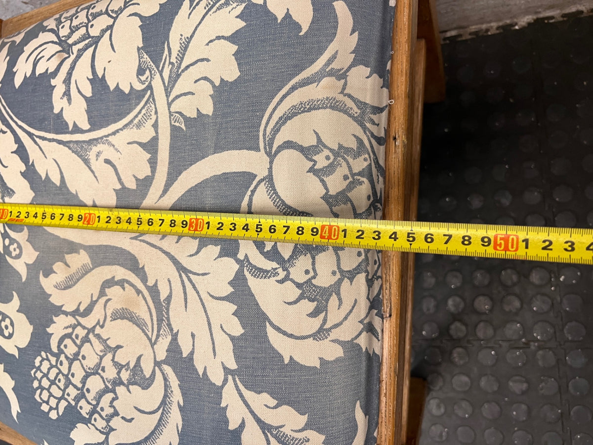 Vintage Wooden Armchair with Patterned Seat – depth measurement