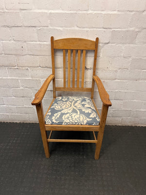 Vintage Wooden Armchair with Patterned Seat – top view