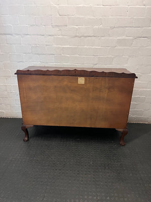 Vintage-Style Wooden Sideboard with Scalloped Detail – back view