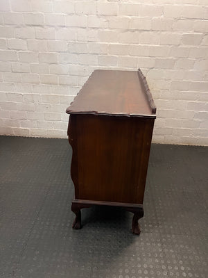 Vintage-Style Wooden Sideboard with Scalloped Detail – top view