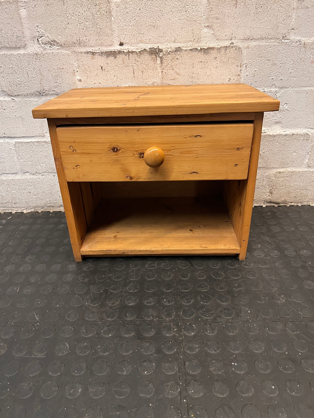Wooden Bedside Table with Drawer and Open Shelf – main front view