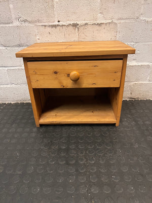 Wooden Bedside Table with Drawer and Open Shelf – main front view