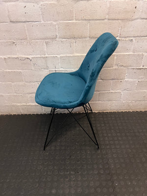 Teal Suede-Look Dining Chair with Black Steel Legs – condition detail