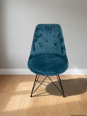 Teal Suede-Look Dining Chair with Black Steel Legs – styled product image