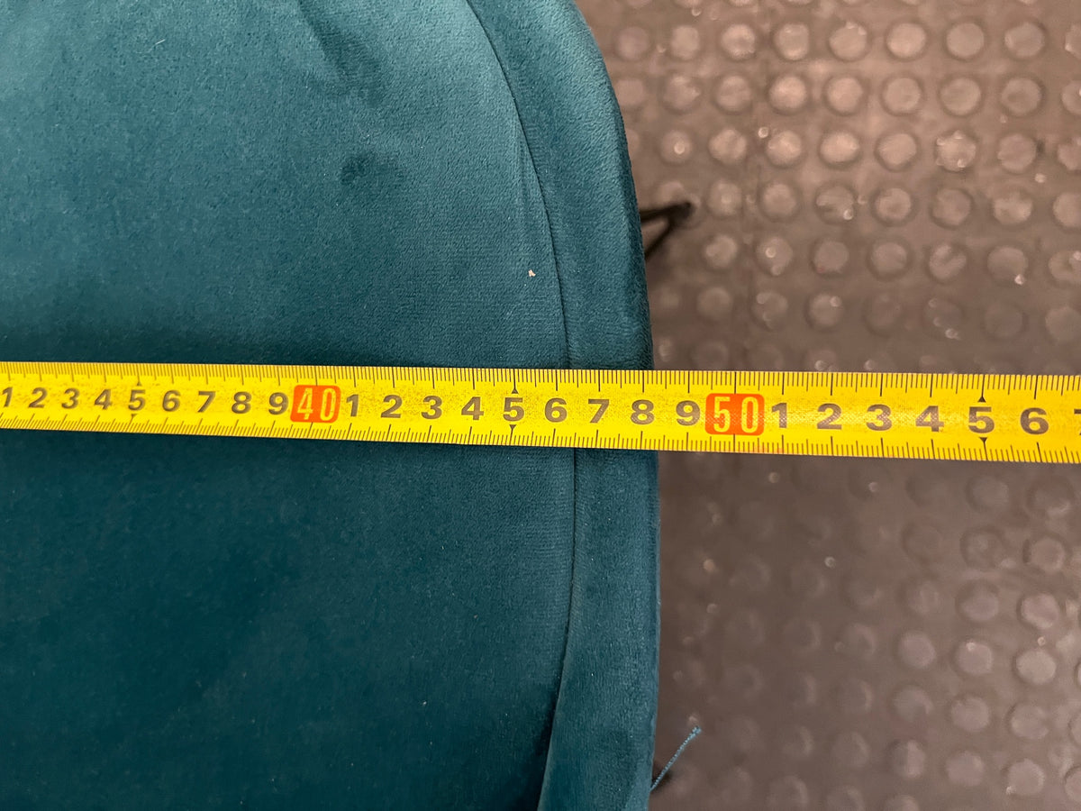 Teal Suede-Look Dining Chair with Black Steel Legs – width measurement