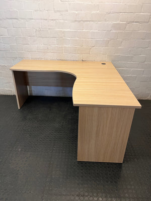 L-Shaped Oak Veneer Office Desk – back view