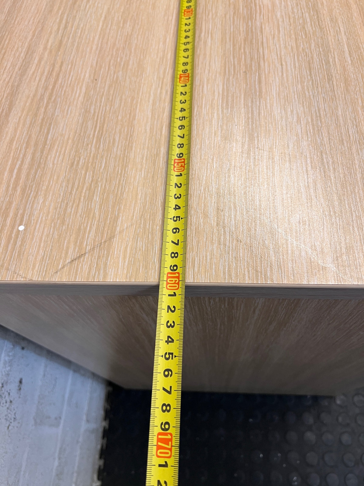 L-Shaped Oak Veneer Office Desk – depth measurement