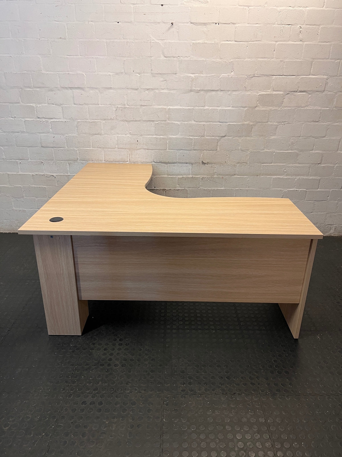 L-Shaped Oak Veneer Office Desk – main front view
