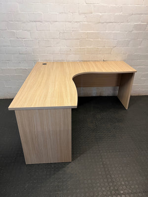 L-Shaped Oak Veneer Office Desk – side view