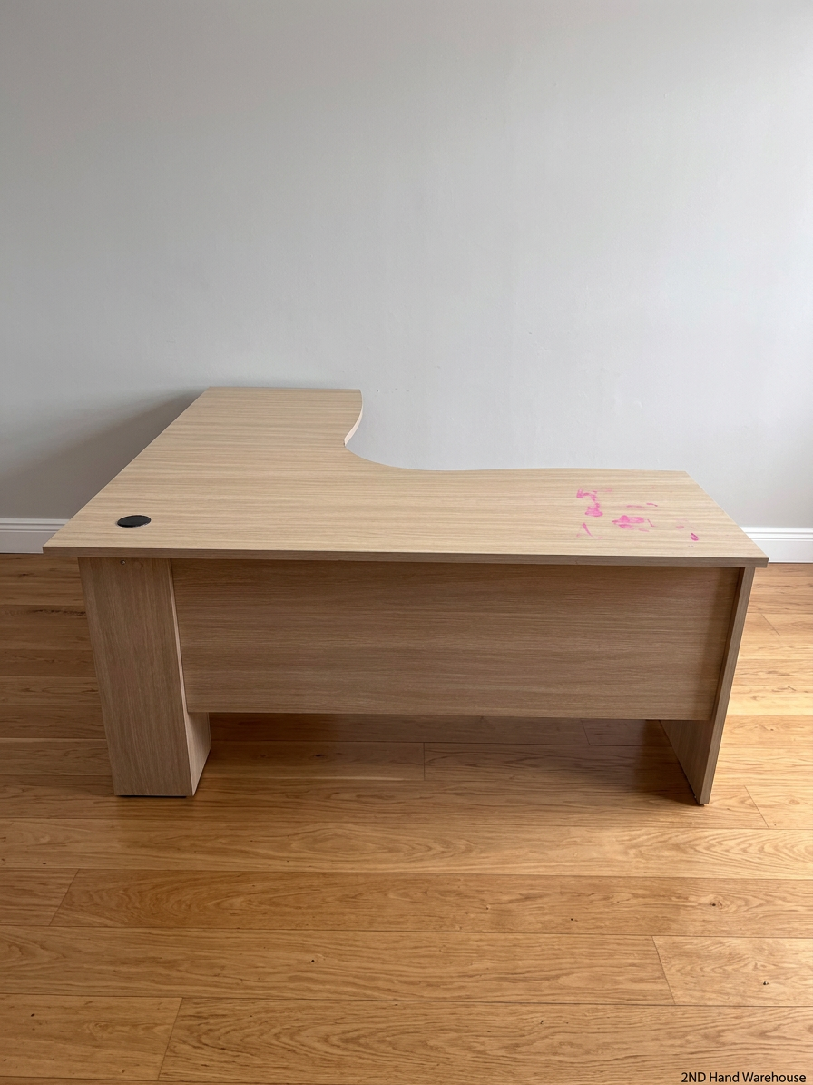L-Shaped Oak Veneer Office Desk – styled product image