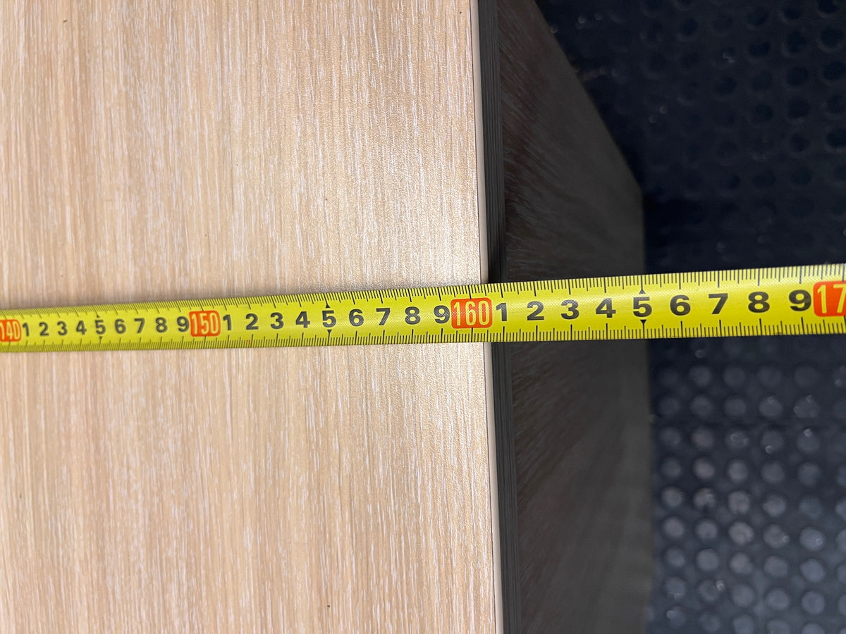 L-Shaped Oak Veneer Office Desk – width measurement