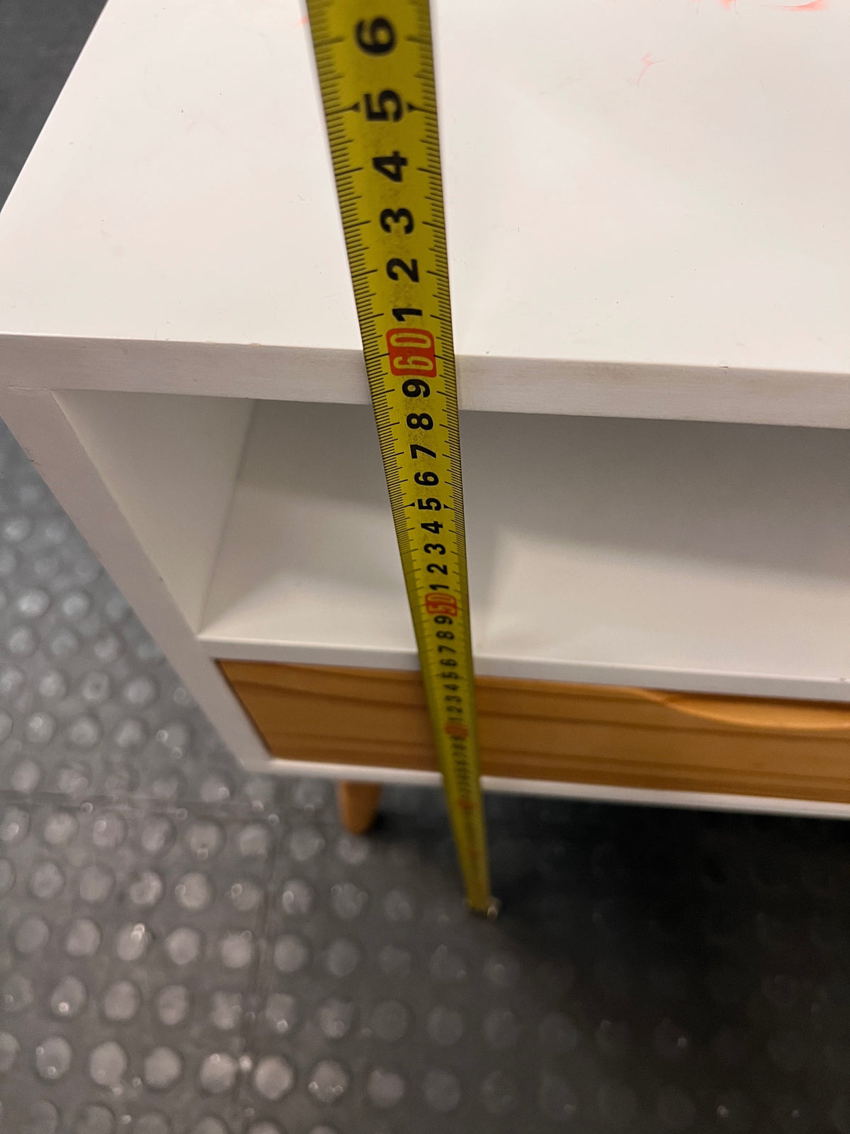 White and Wood Single Drawer Side Table – height measurement