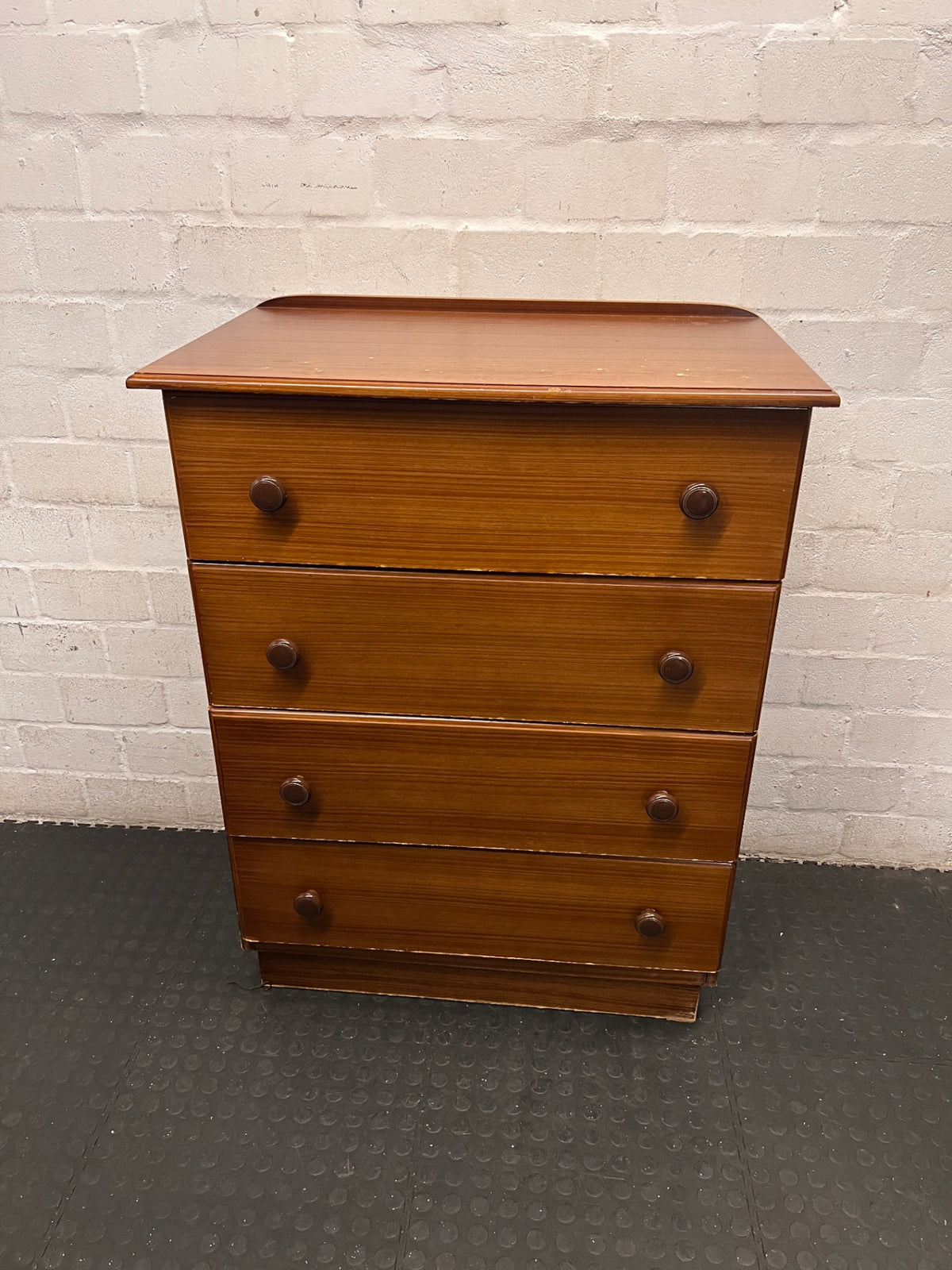 Traditional Four-Drawer Wood Finish Chest of Drawers – main front view
