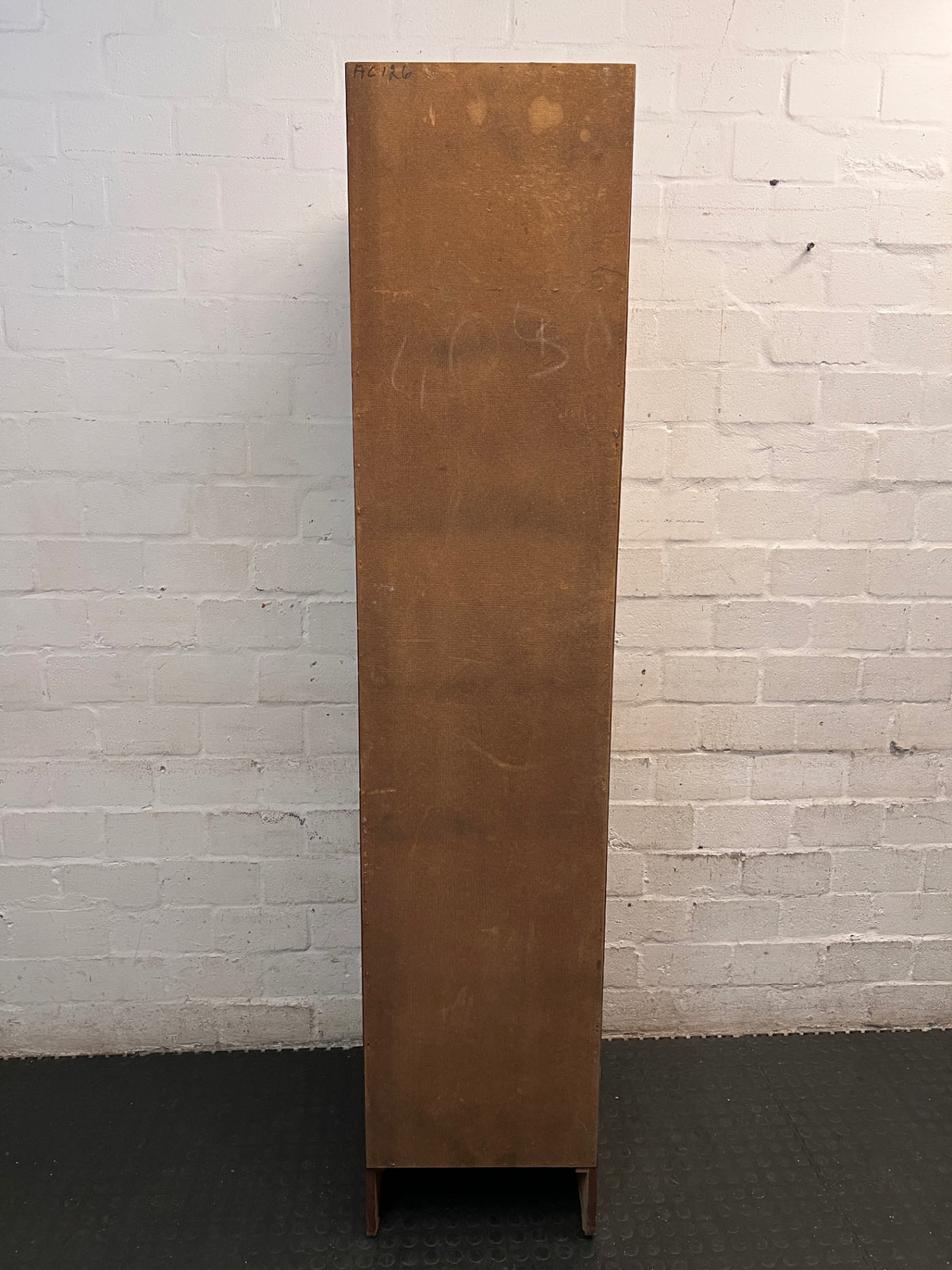 Tall Narrow Wooden Wardrobe with Top Locker – back view