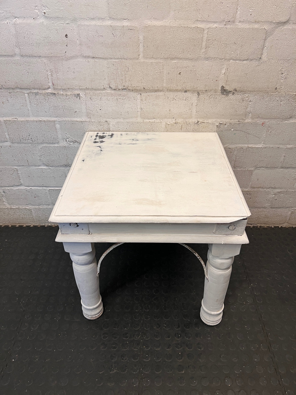 Bali Style White Painted Side Table – back view