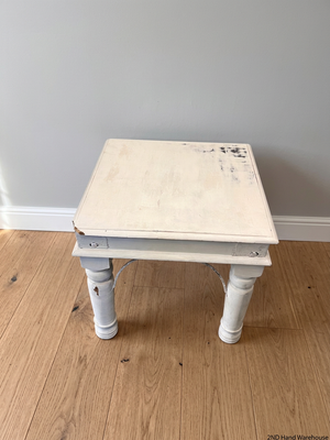 Bali Style White Painted Side Table – styled product image