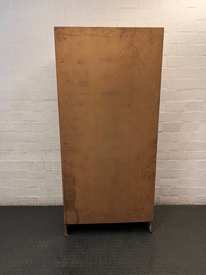Mid-Century Wood Grain Two-Door Wardrobe with Top Box – back view