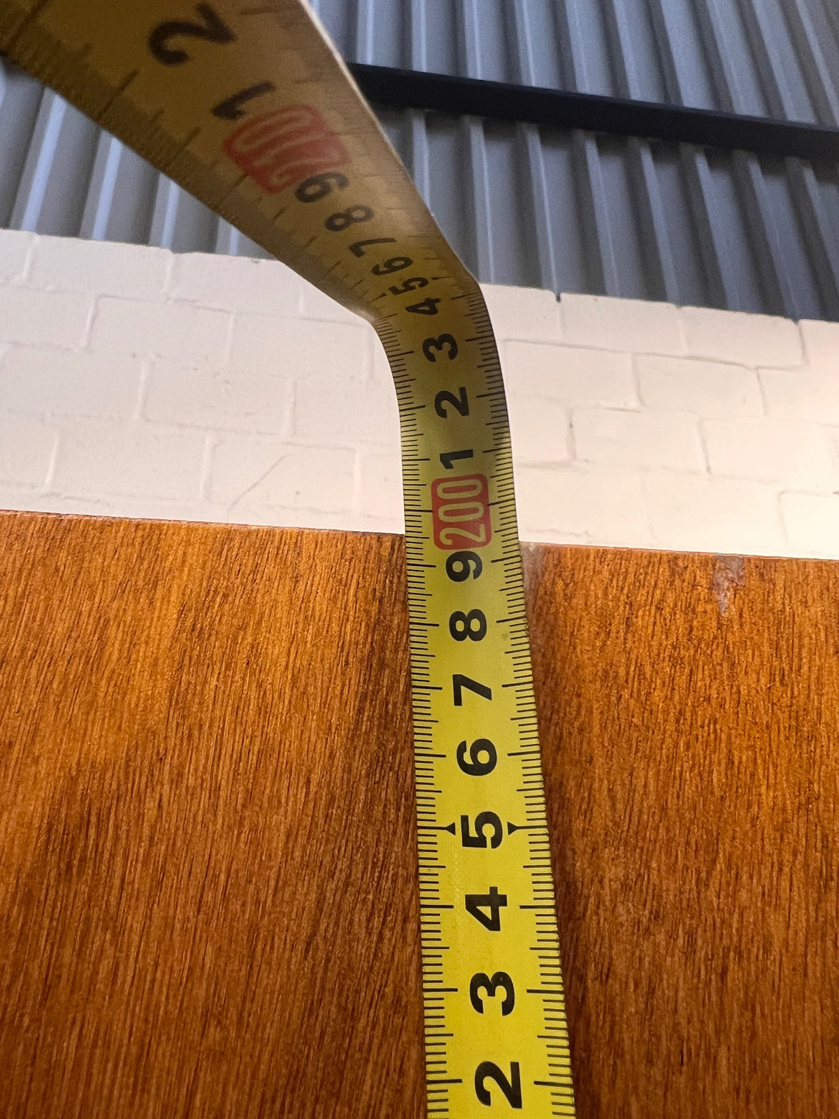 Mid-Century Wood Grain Two-Door Wardrobe with Top Box – height measurement