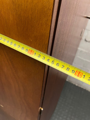 Mid-Century Wood Grain Two-Door Wardrobe with Top Box – width measurement