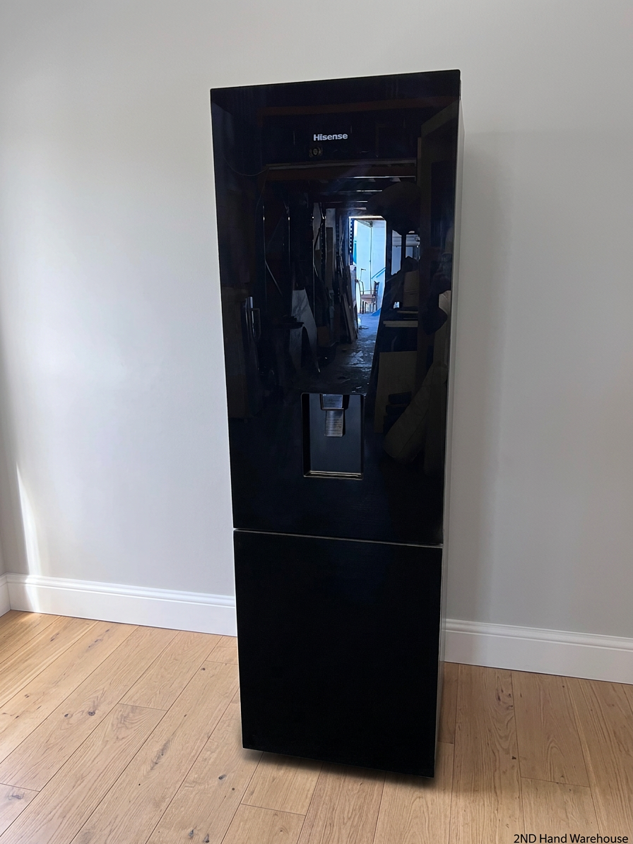 Hisense Black Glass Fridge with Water Dispenser – styled product image