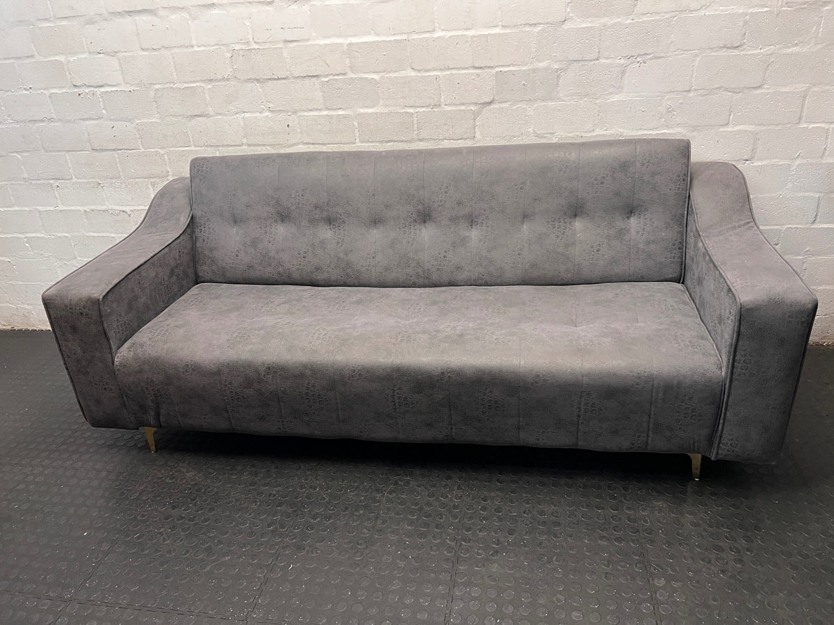 Textured Grey Sleeper Couch with Metallic Legs – main front view