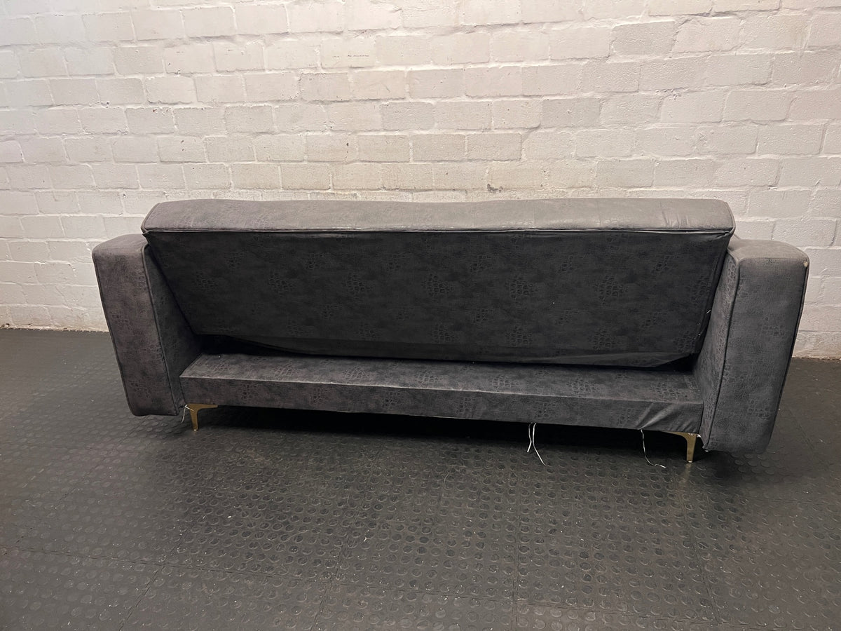Textured Grey Sleeper Couch with Metallic Legs – top view
