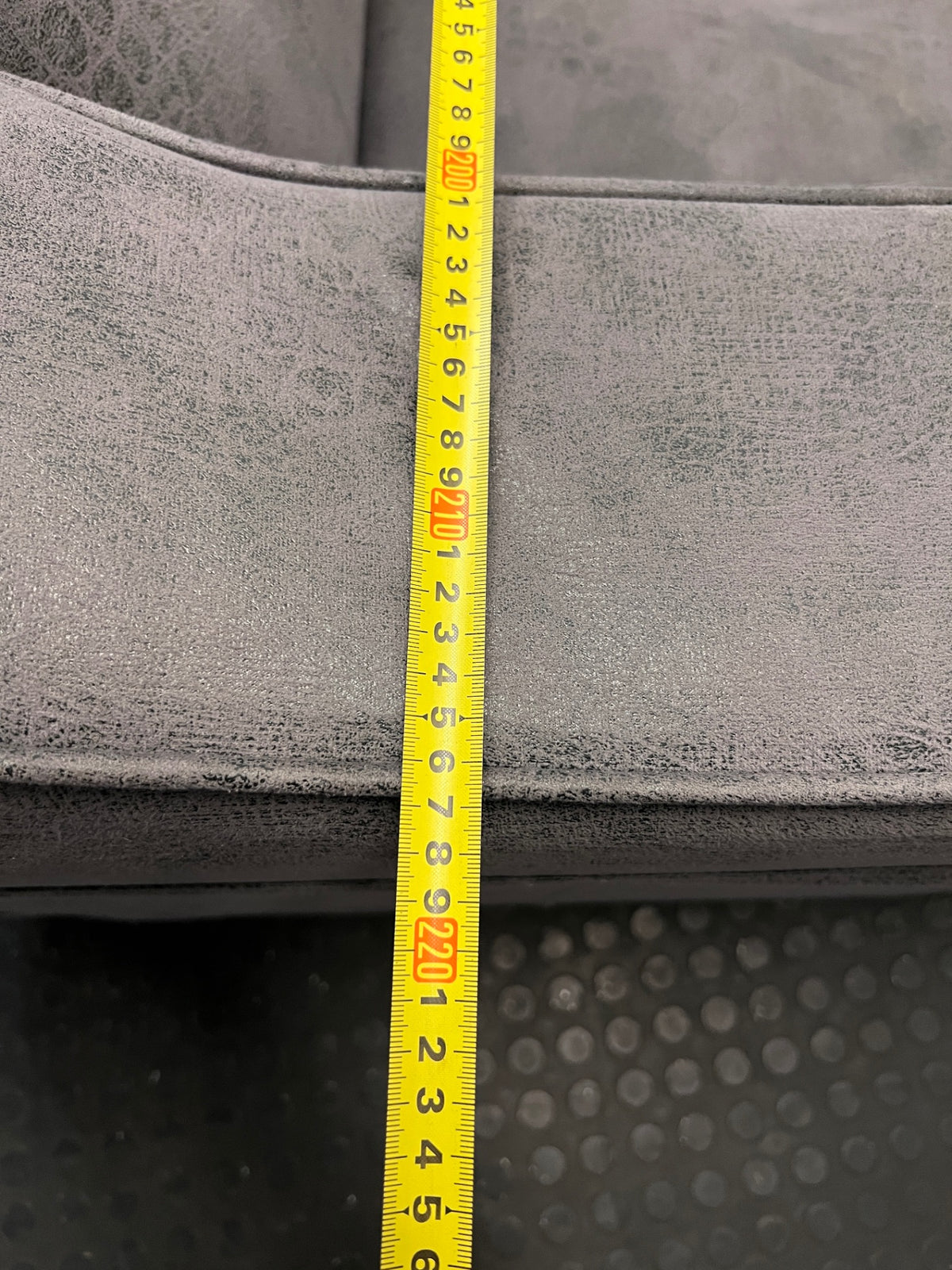 Textured Grey Sleeper Couch with Metallic Legs – width measurement