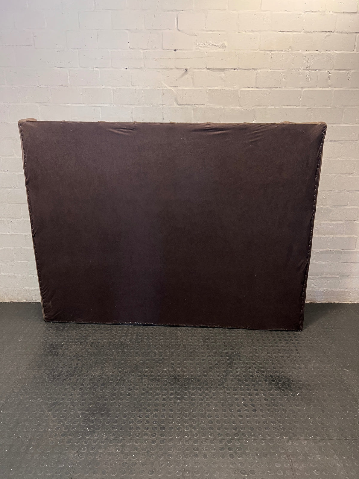 King Fluted Brown Velvet Winged Headboard – back view