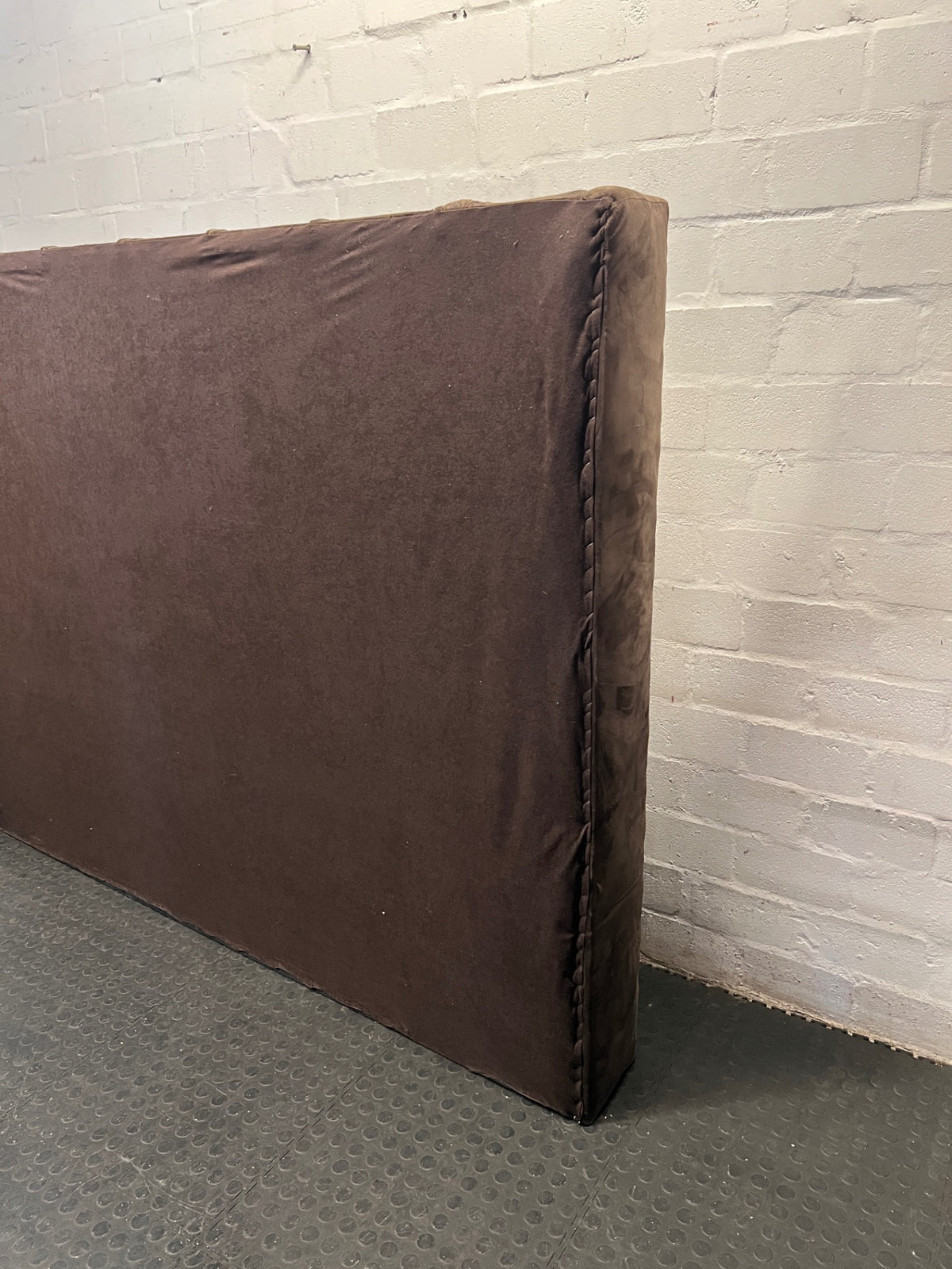 King Fluted Brown Velvet Winged Headboard – top view