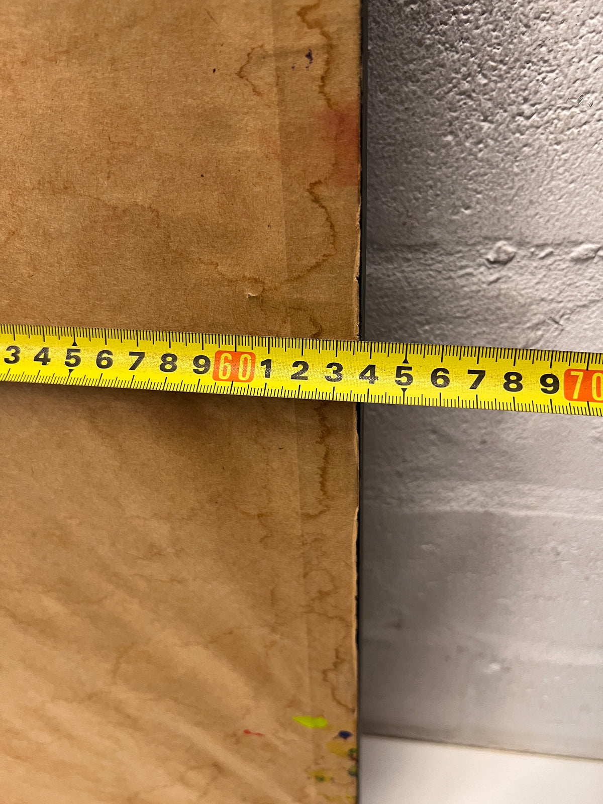 Framed Abstract Painting in Orange and Blue – width measurement