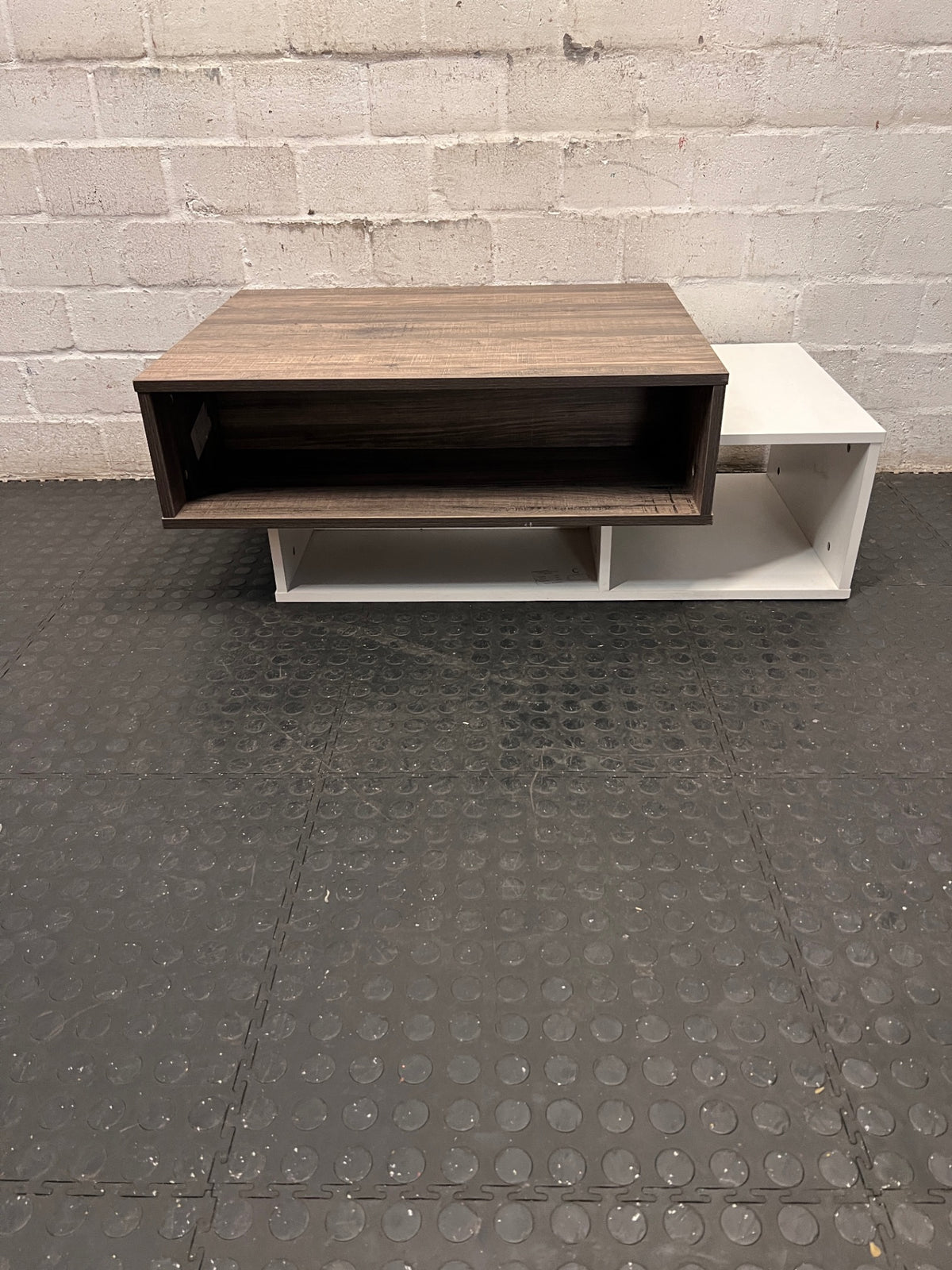 Modern Two-Tone Coffee Table with Open Shelving – top view