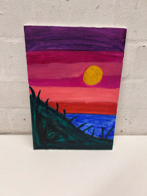 Vibrant Abstract Landscape Painting on Canvas Board – main front view