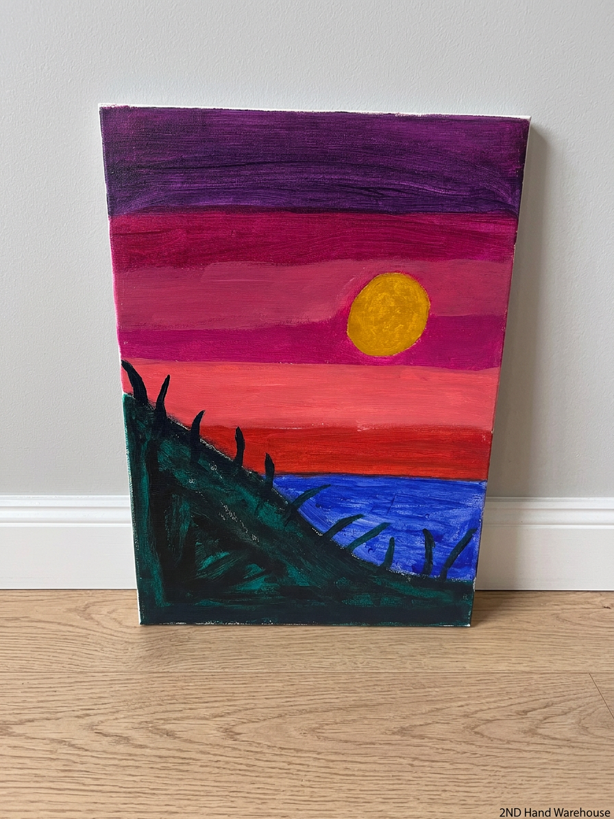 Vibrant Abstract Landscape Painting on Canvas Board – styled product image
