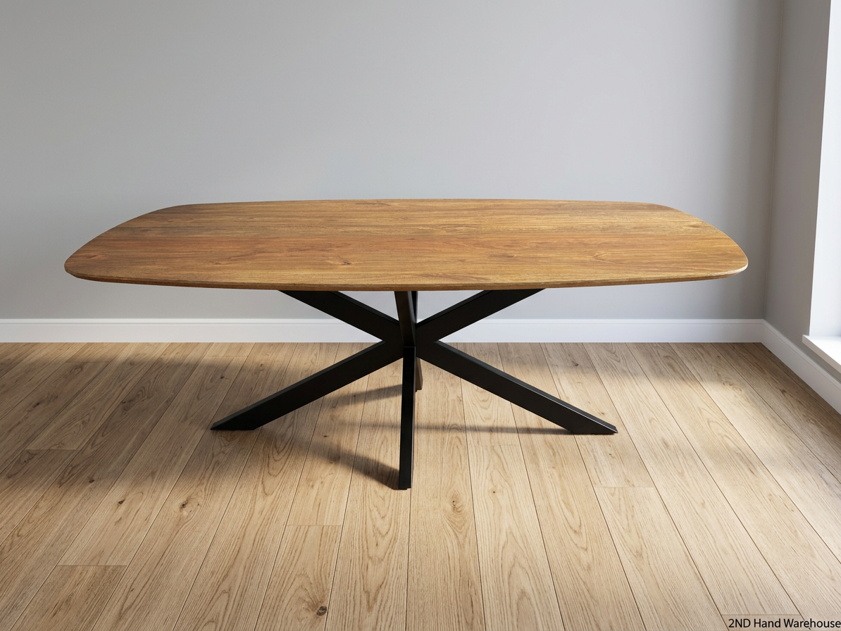 Decofurn Dal Danish Oval Solid Wood Dining Table – styled product image