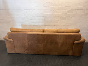 Brown Leather 3 Seater Couch with Rolled Arms – condition detail
