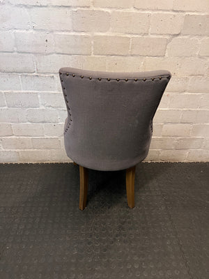 Grey Upholstered Tufted Dining Chair – back view