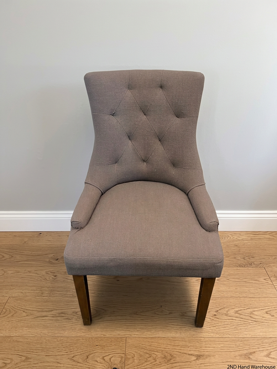 Grey Upholstered Tufted Dining Chair – styled product image