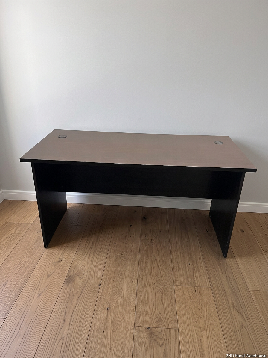 Dark Brown Office Desk with Cable Ports – styled product image