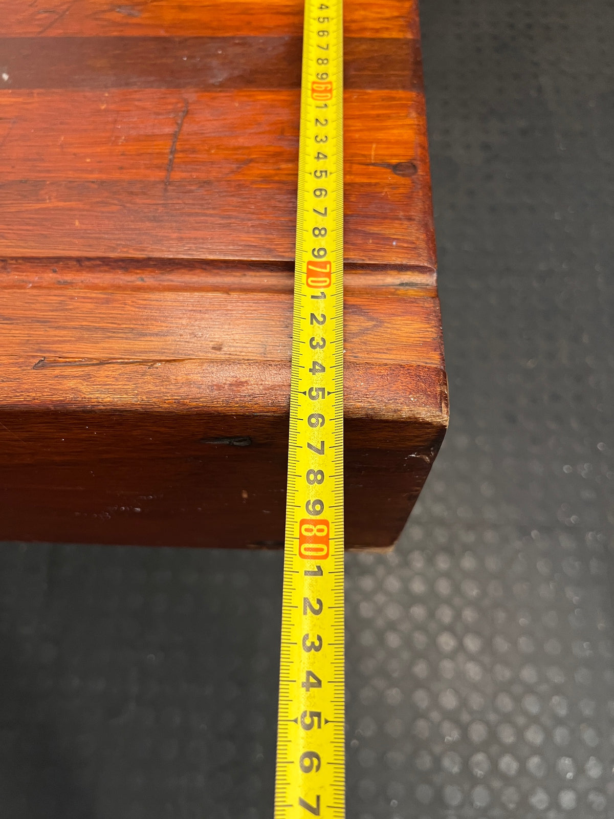 Vintage Style Wooden School Desk with Metal Frame – depth measurement
